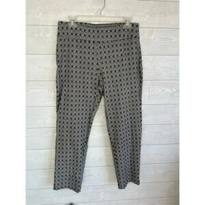 Roz & Ali black & white stretch Fleur De Lis ankle pants Size 14